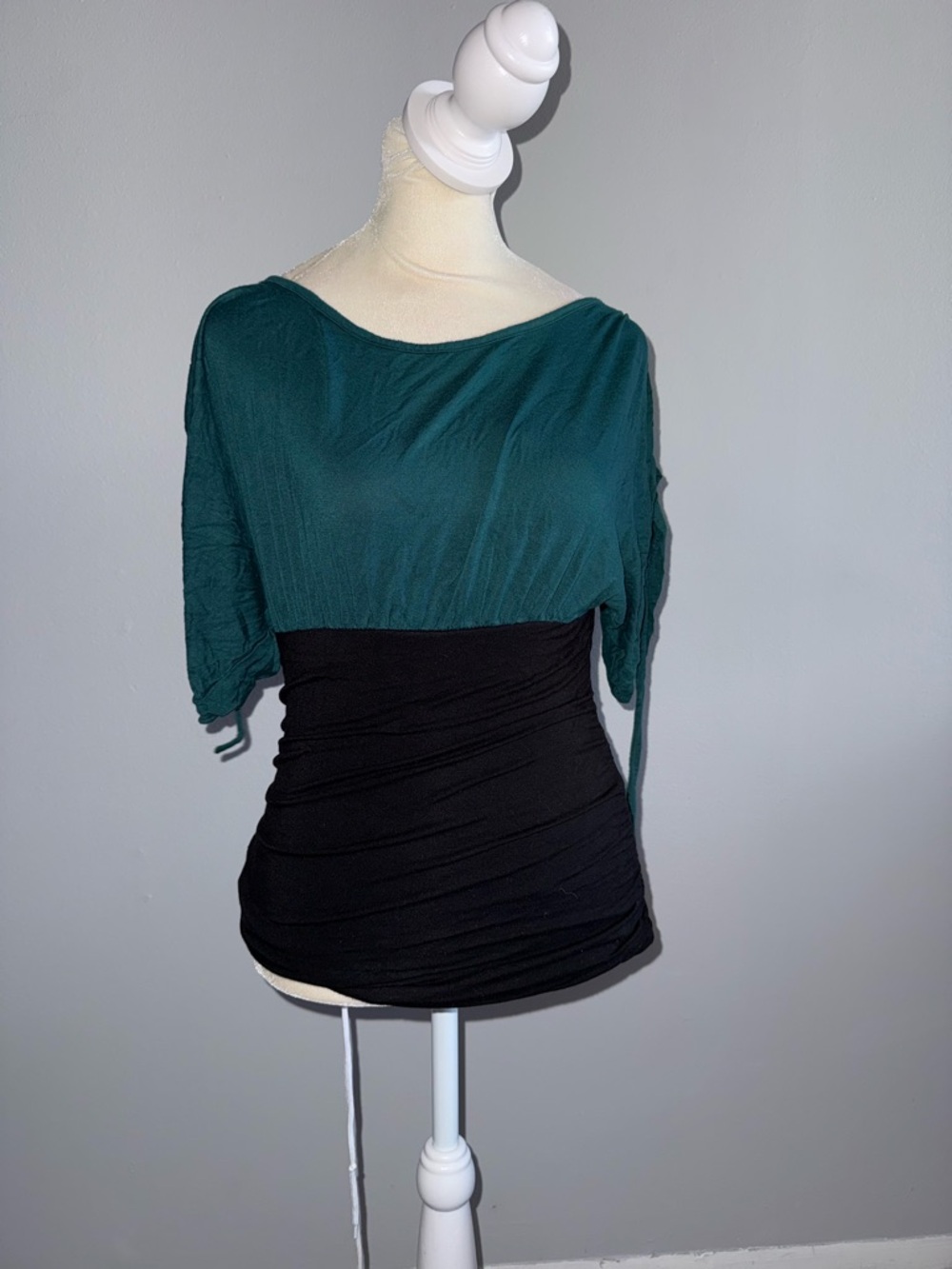 Green Envelope Teal Ruched Top